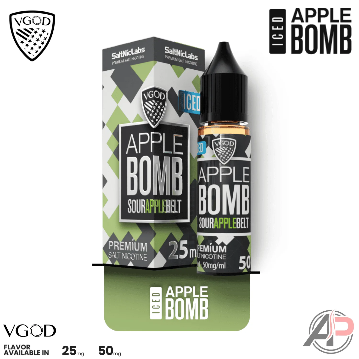 Vgod Iced Apple Bomb Salt Nicotine 30mL - Image 2