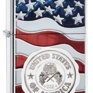 Zippo Lighter - American Stamp On Flag