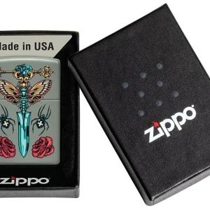 Zippo Lighter - Gothic Dagger on Classic Sage