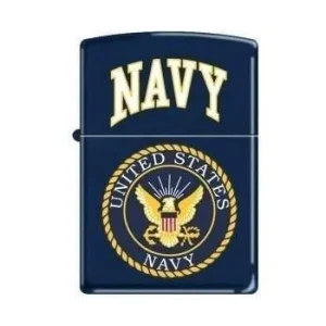 Zippo Lighter - Navy Logo Navy Matte